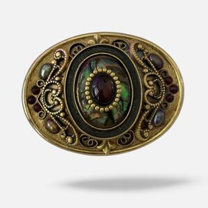 Michael Golan Abalone and Rhinestone Brooch